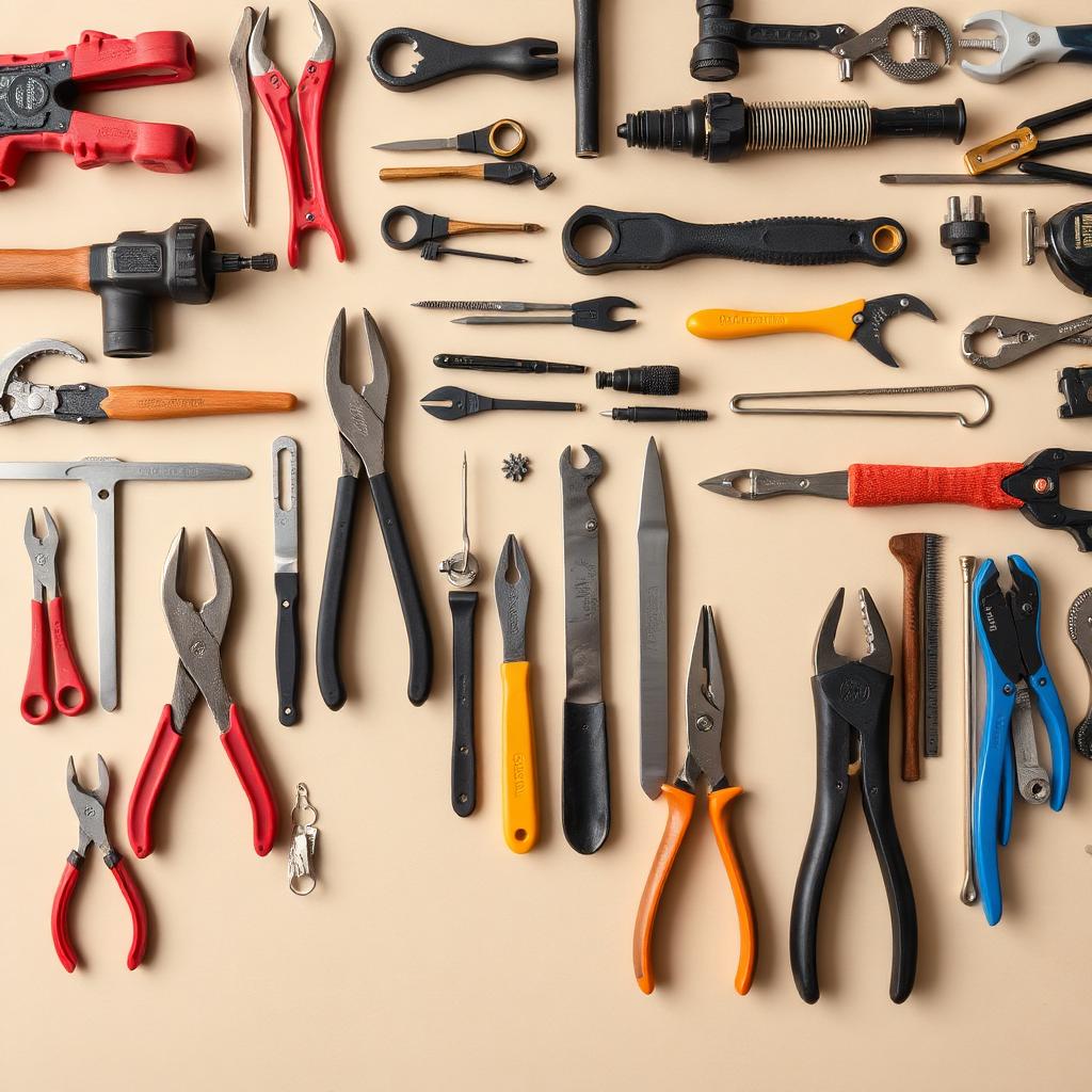 Assortment of hand tools and hardware